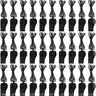50 Pieces Plastic Whistles with Lanyard Loud Crisp Sound Whistles Bulk for School Trainning Christmas Birthday Party Goody Bag Fillers Party Noisy Whi