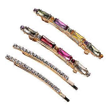 4pcs Hair Barrettes Colorful Diamond Bling Hairpins for Women and Ladies Bling Hairpins Headwear Barrette Styling Tools Accessories