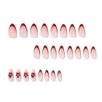 24Pcs Stick-On False Nails – French Flower Design – for Salons
