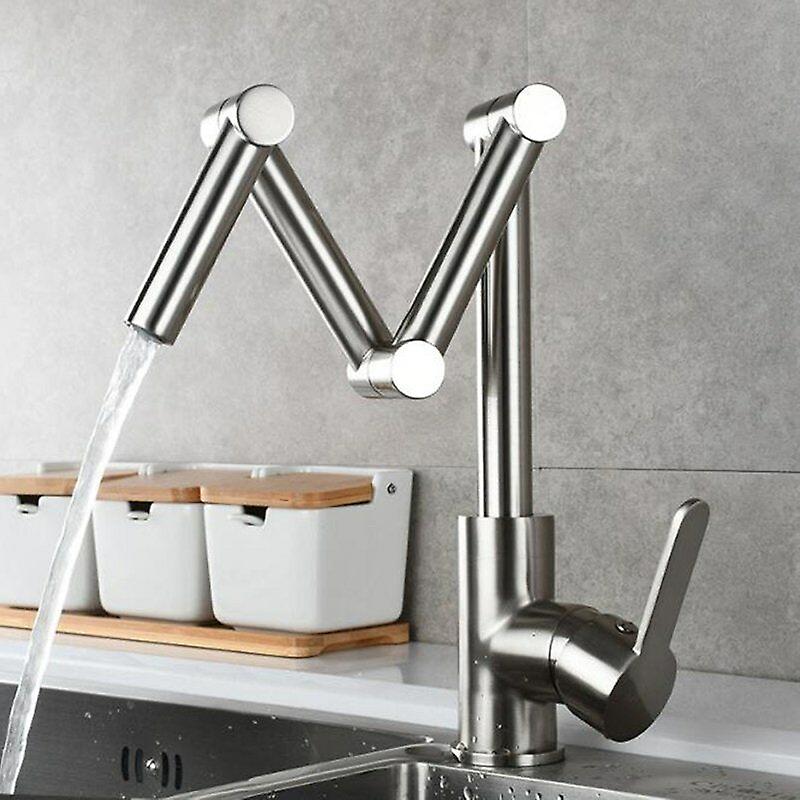 Folding kitchen sink faucet retractable hot and cold mixer tap brass