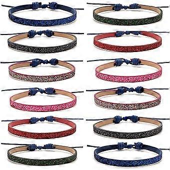 12 pcs neutre bracelet amitié bracelet coton et lin tissé à la main bracelet taille réglable 6-11 pouces