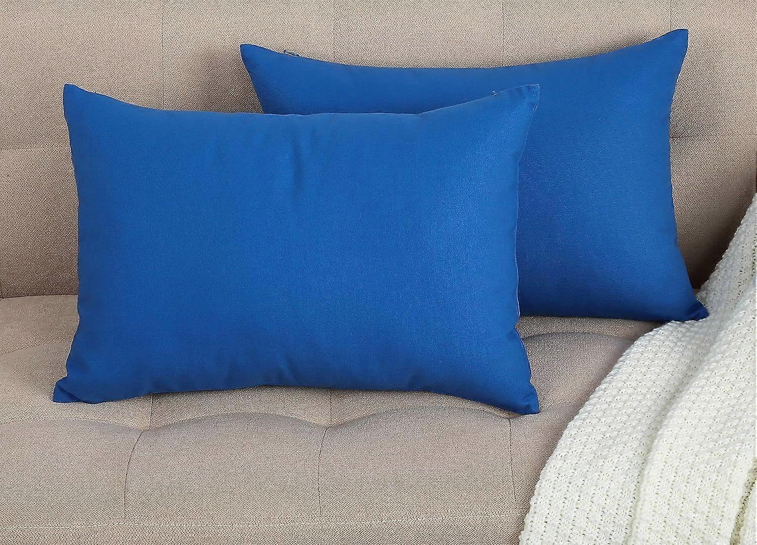 Cotton Solid Throw Pillow Covers, 12" x 18" , Bright Royal