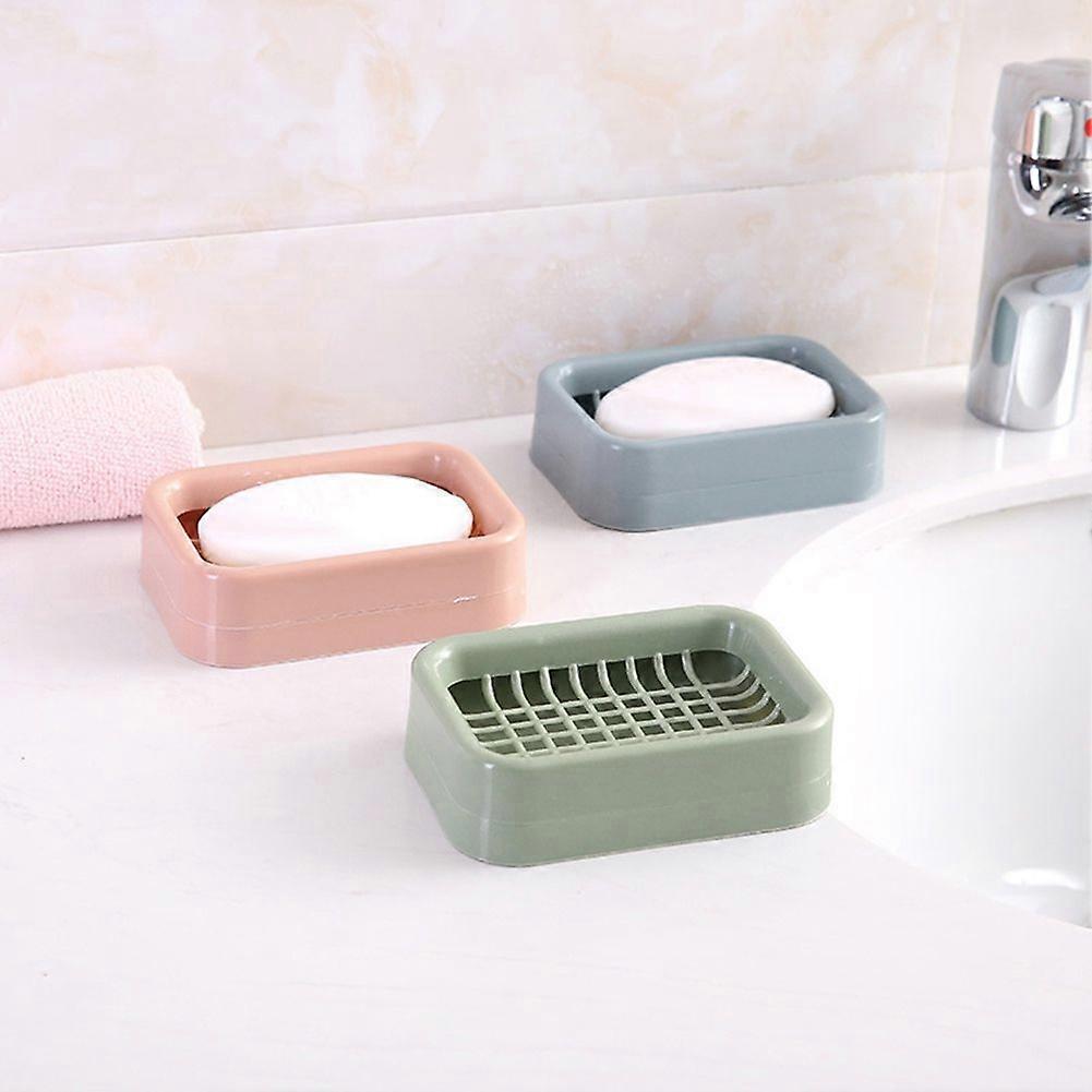 Bathroom Double Layer Grid Drain Soap Box Dish Storage Case Holder Container KAESI