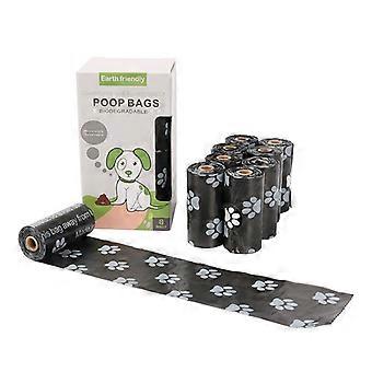 Disposable Dog Waste Bag Capacity Roll Poop Cleaning Refill Waterproof Portable Pet Bag 8 Poop Rolls (Black), Dog Supplies
