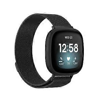 For Fitbit Versa 4 + 3 Sense 1 + 2 Magnetic Metal Watch Replacement Band Black
