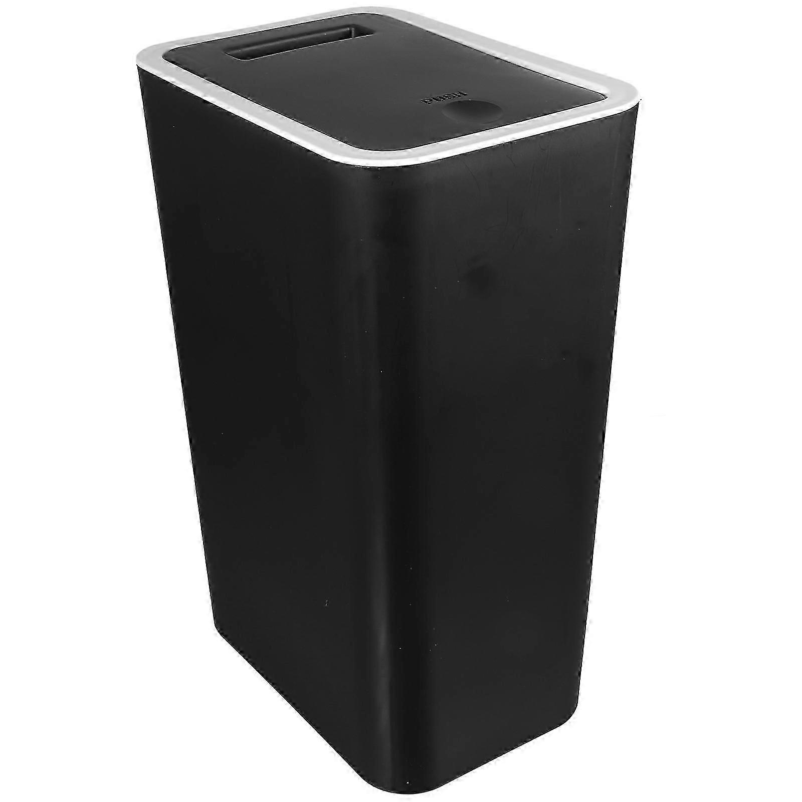 Lidded Trash Can Plastic Garbage Bin for Storage with Stable Base