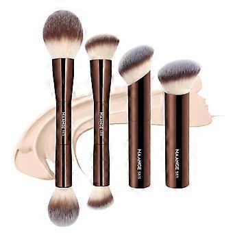 MAANGE 4 PCS Foundation Makeup Brush Set Double-ended Kabuki Contour Brush for Liquid Powder Concealer Cream Cosmetics Blending Blush Face Makeup Too