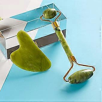 Jade roller en gua sha set - Dubbelzijdige gezichtsmassagetools voor fijne lijntjes, huidverzorgingscadeauset
