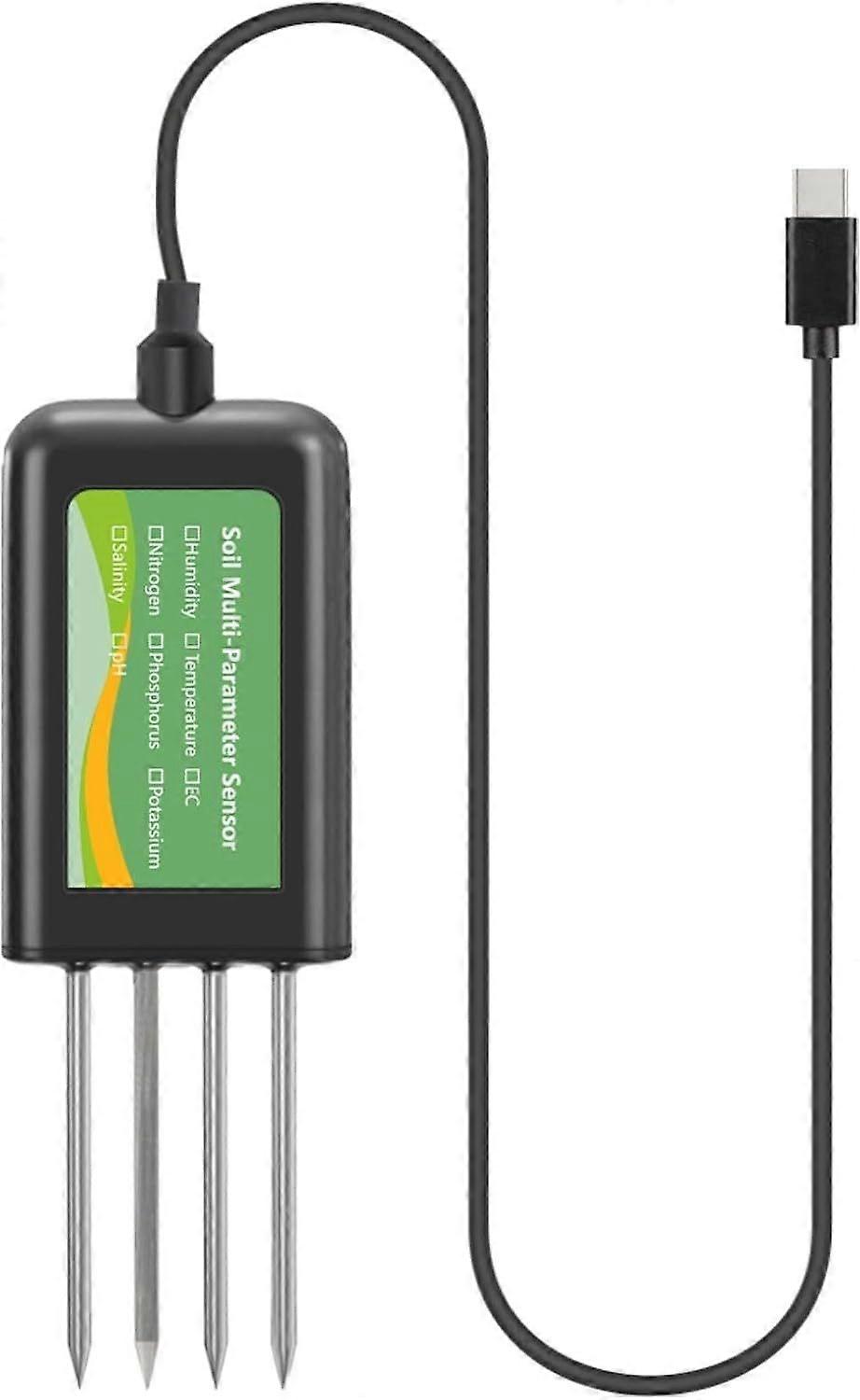 USB Soil Tester with Moisture, Conductivity, Temperature, pH, Salinity