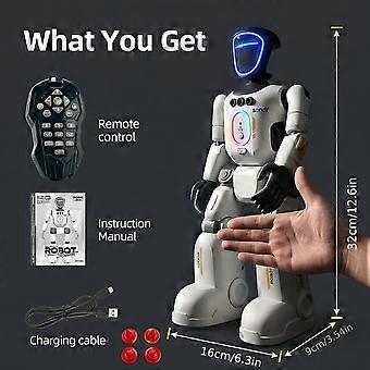 Interactive Humanoid Robot with Smart Remote, Pose-Controlled Joints, Gesture Sensors and Voice Recorder for Kids STEM Education