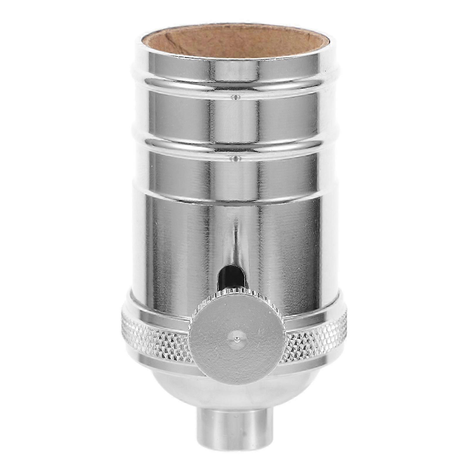 Lamp Holder Metal Light Bulb Socket Vintage Lamp Socket Bulb Socket with Knob (E26) Silver