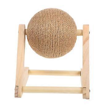 Cat Scratcher Toy for Pet Use with Sisal Ball Durable Wooden Cat Toy