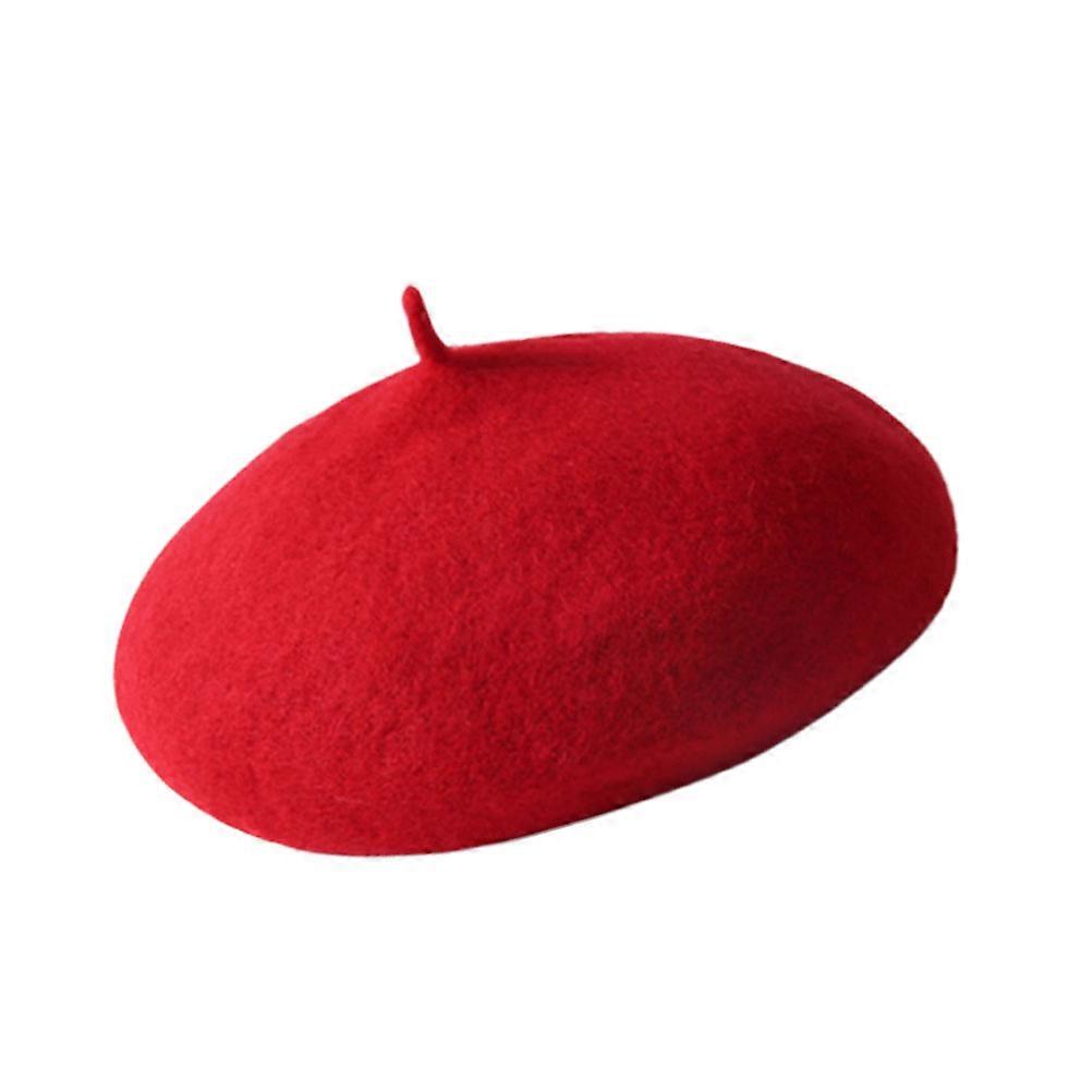 Béret bébé en laine chaude pour fille, rouge, idéal pour l'hiver et les activités de plein air.