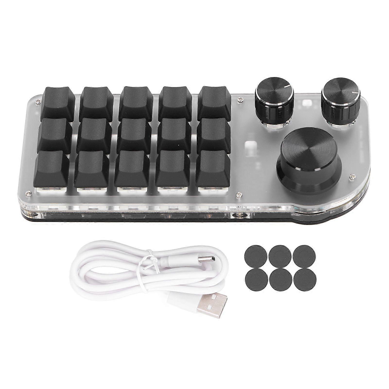 15 Keys 3 Knobs Programmable Keypad Wired USB Wireless Bluetooth Blue Switch Mini Macro Mechanical Gaming Keyboard