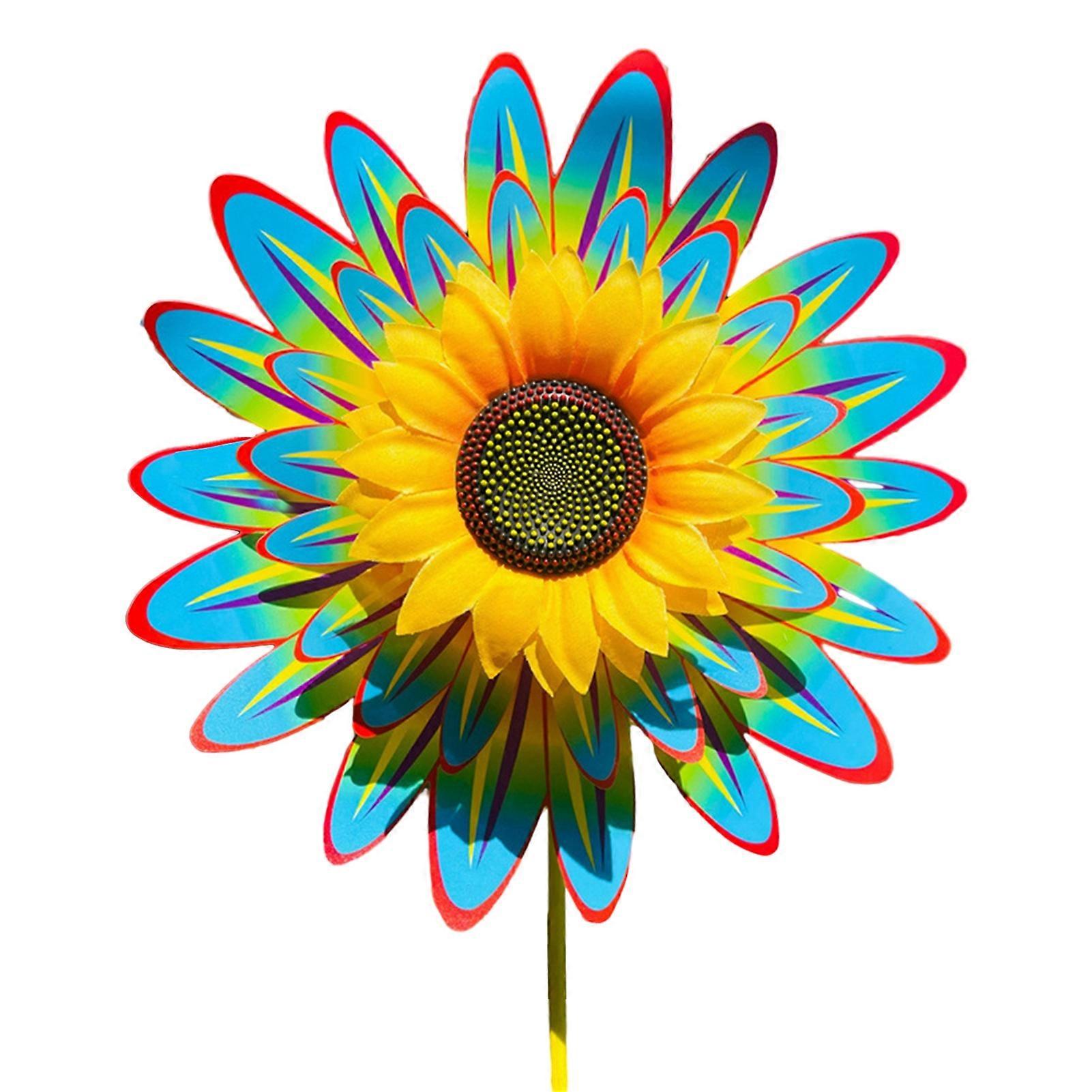 3 Tier Sunflower Garden Wind Spinner with Ground Insert