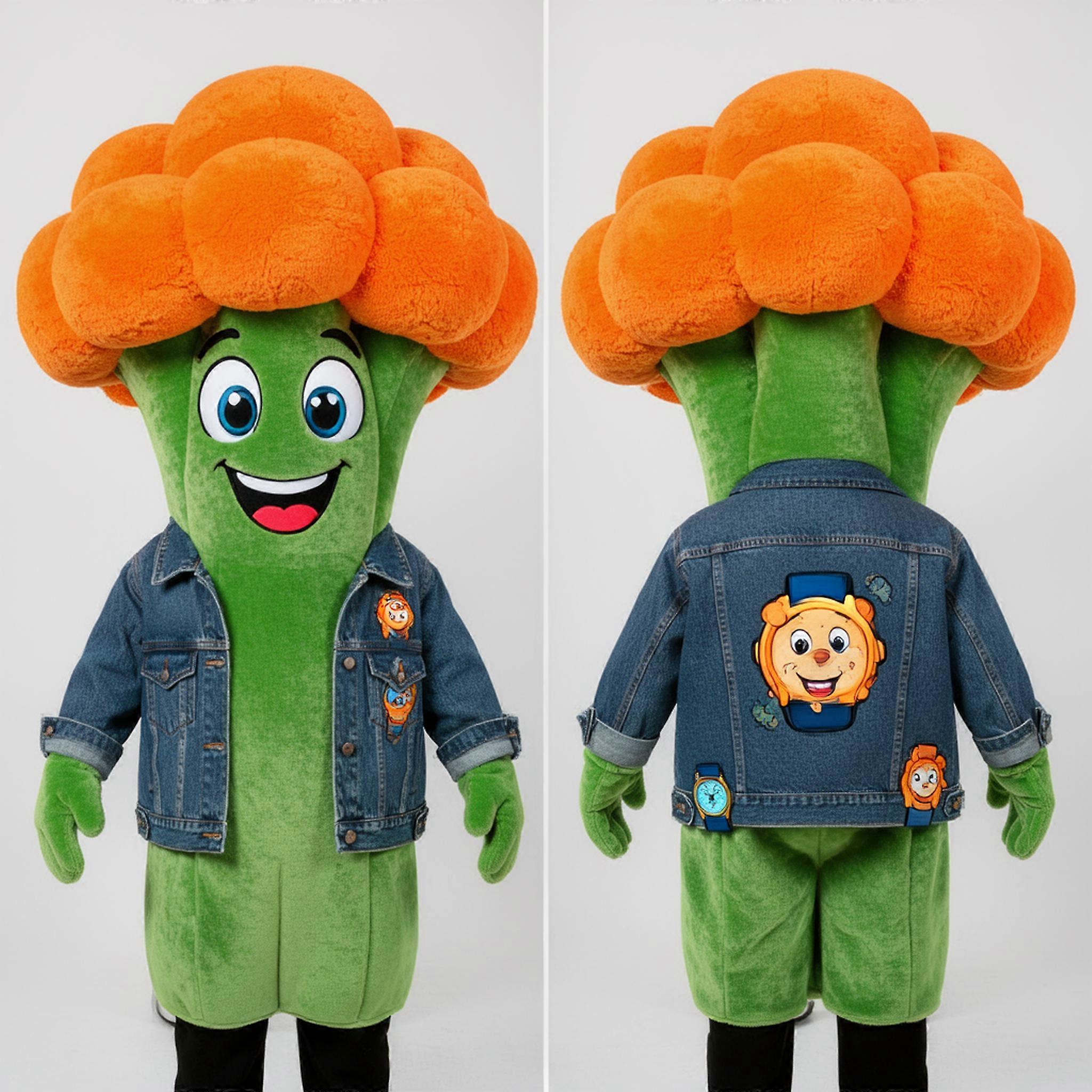 MASTICOT Vibrant Green Cartoon Broccoli Mascot