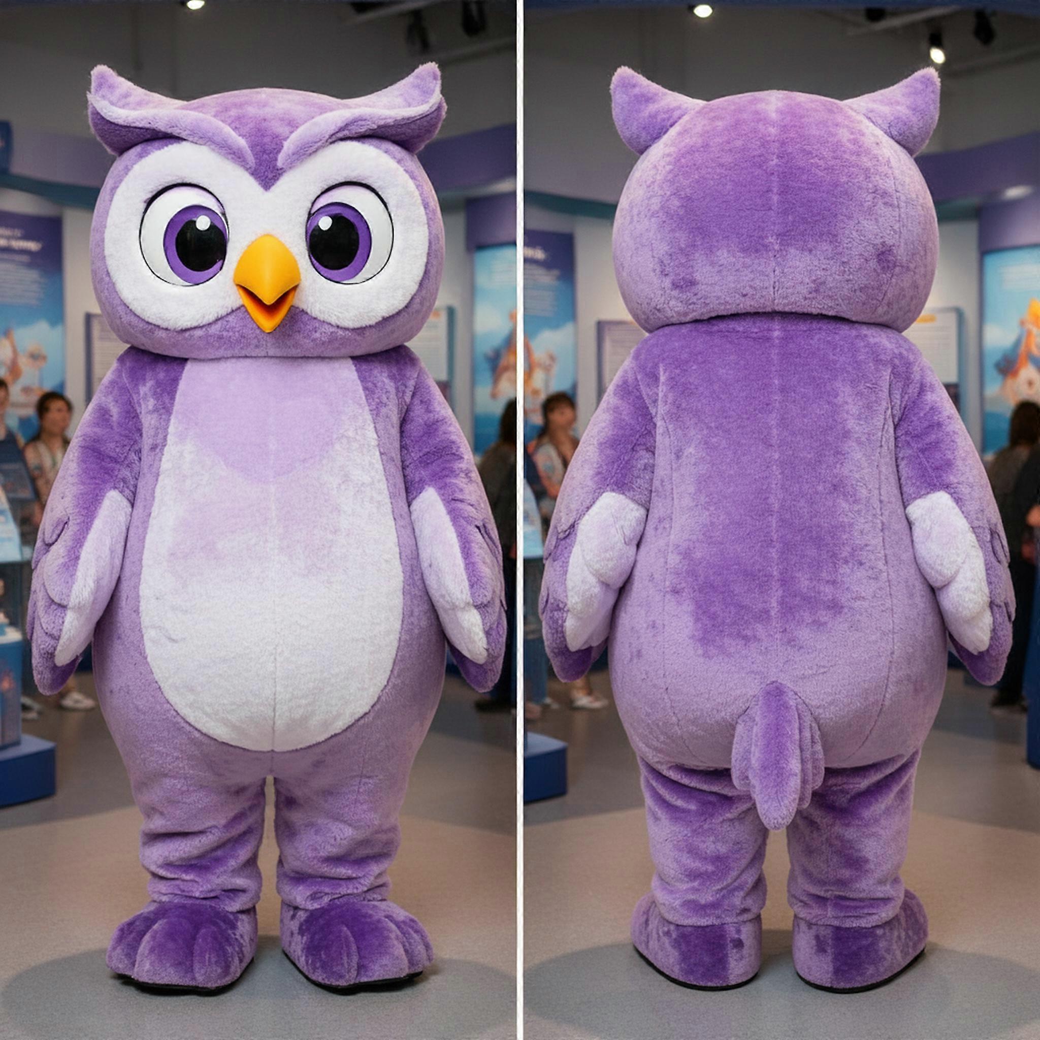 MASTICOT Lavender Cartoon Owl Mascot