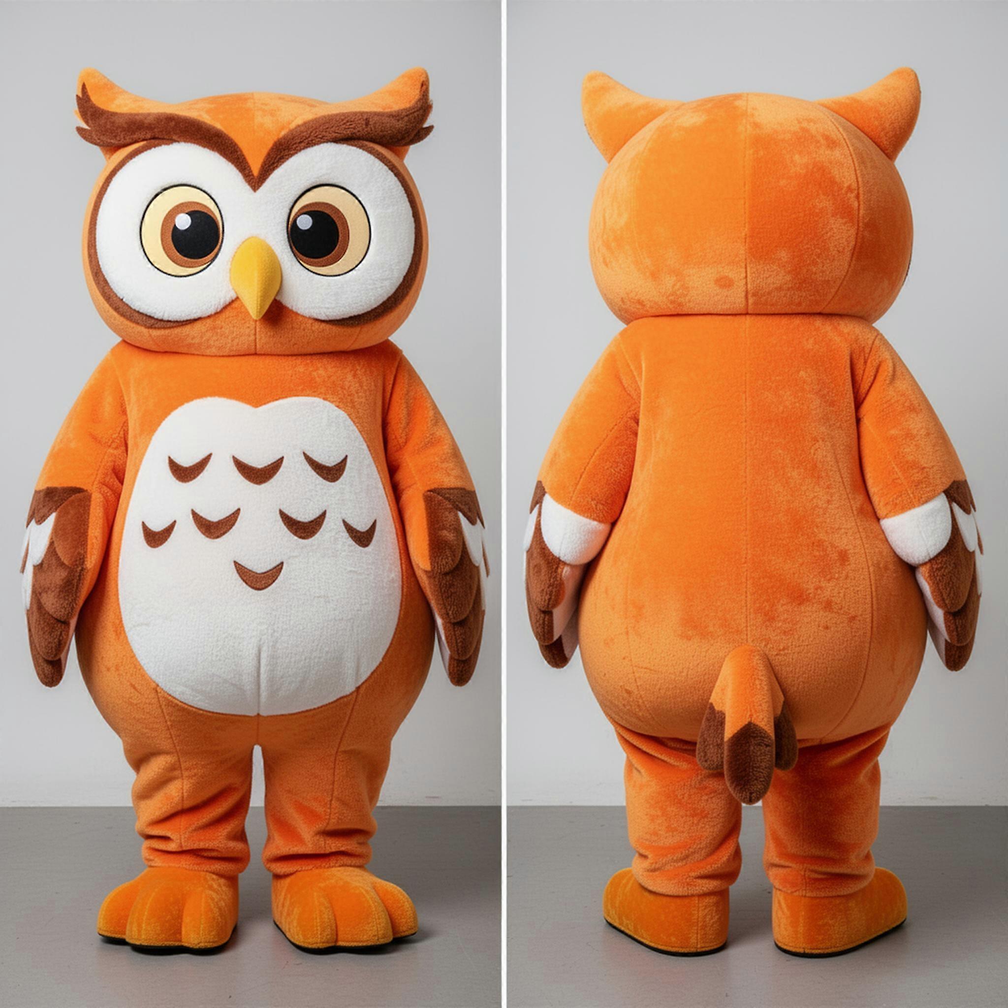 MASTICOT Rust Orange Wide Eyed Owl Mascot