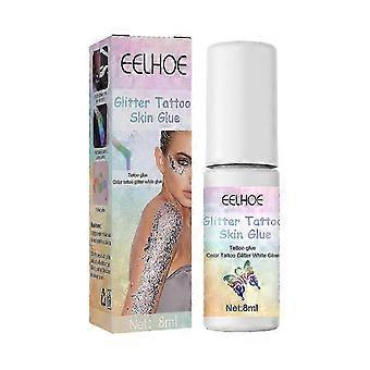 EELHOE 8ML Flash Tattoo Skin Glue Skin Glitter Powder for Facial Body Painting Eye Makeu