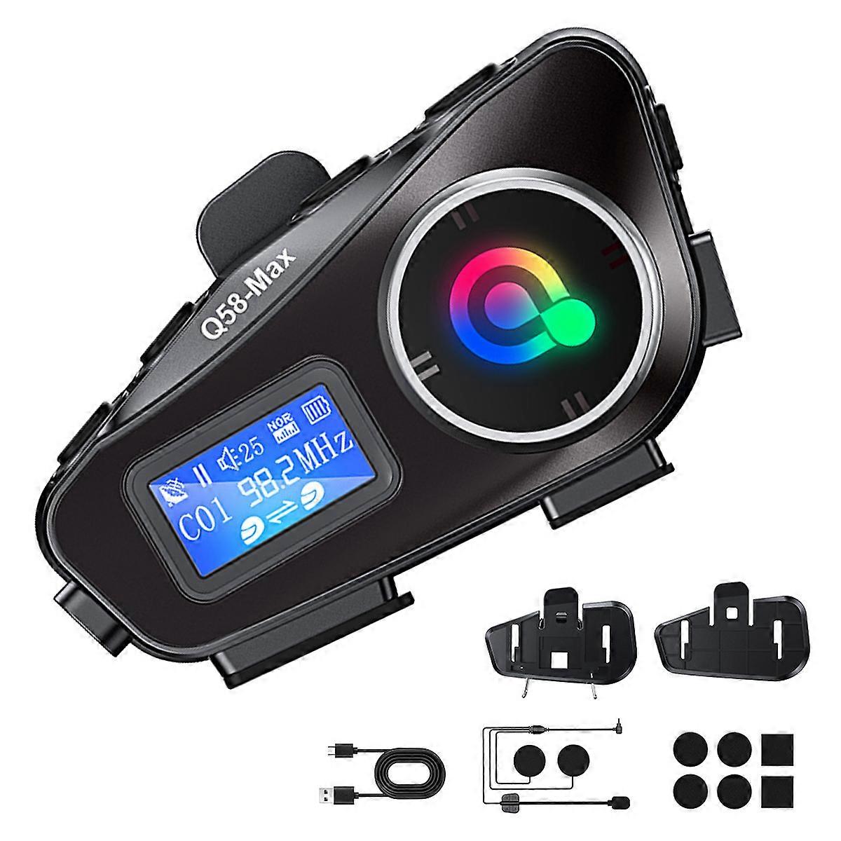500Meter Range Rider Intercom Device With CVC NoiseCancel And LED Display Screen