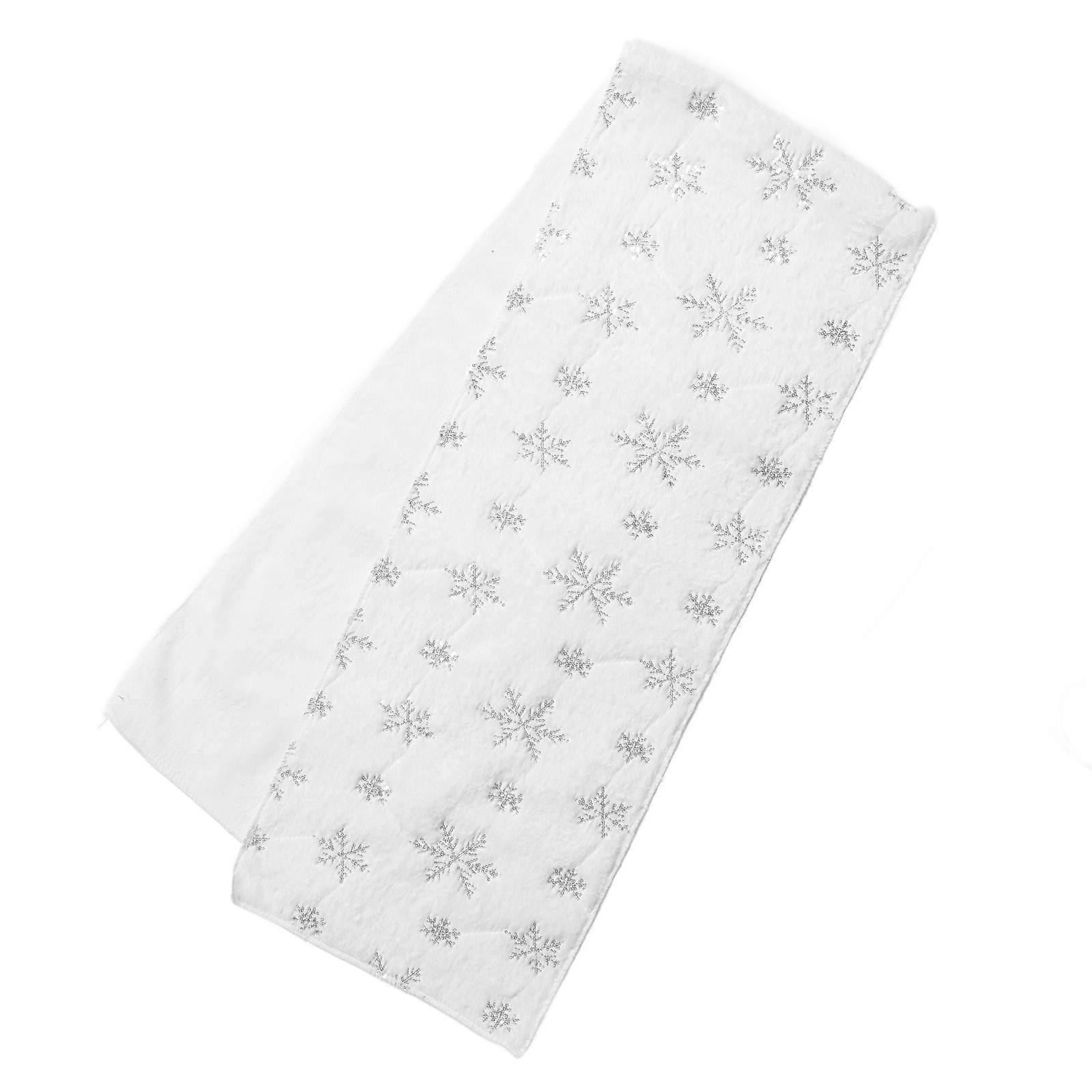 Winter Table Decor Silver Plush Snowflake Runner for Holiday Use 3Pcs