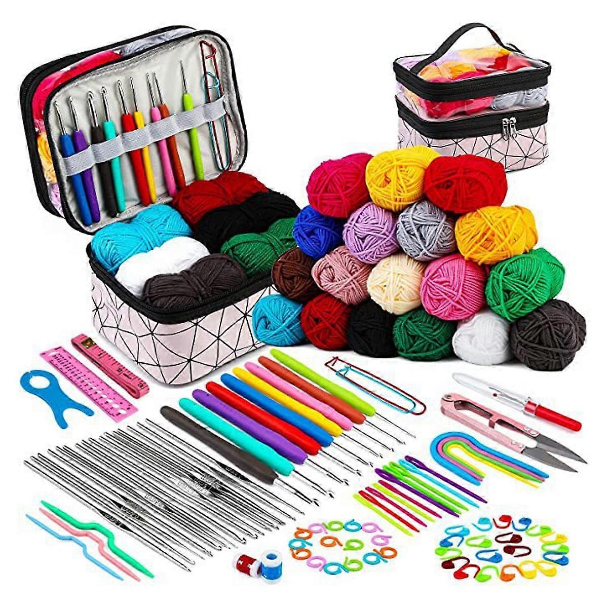 Ergonomic Crochet Kit Beginner Set With 16 Yarn Colours