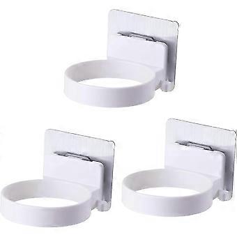 3-Pack Self Adhesive Suction Cup Wall Mount Hair Dryer Holder in White Color