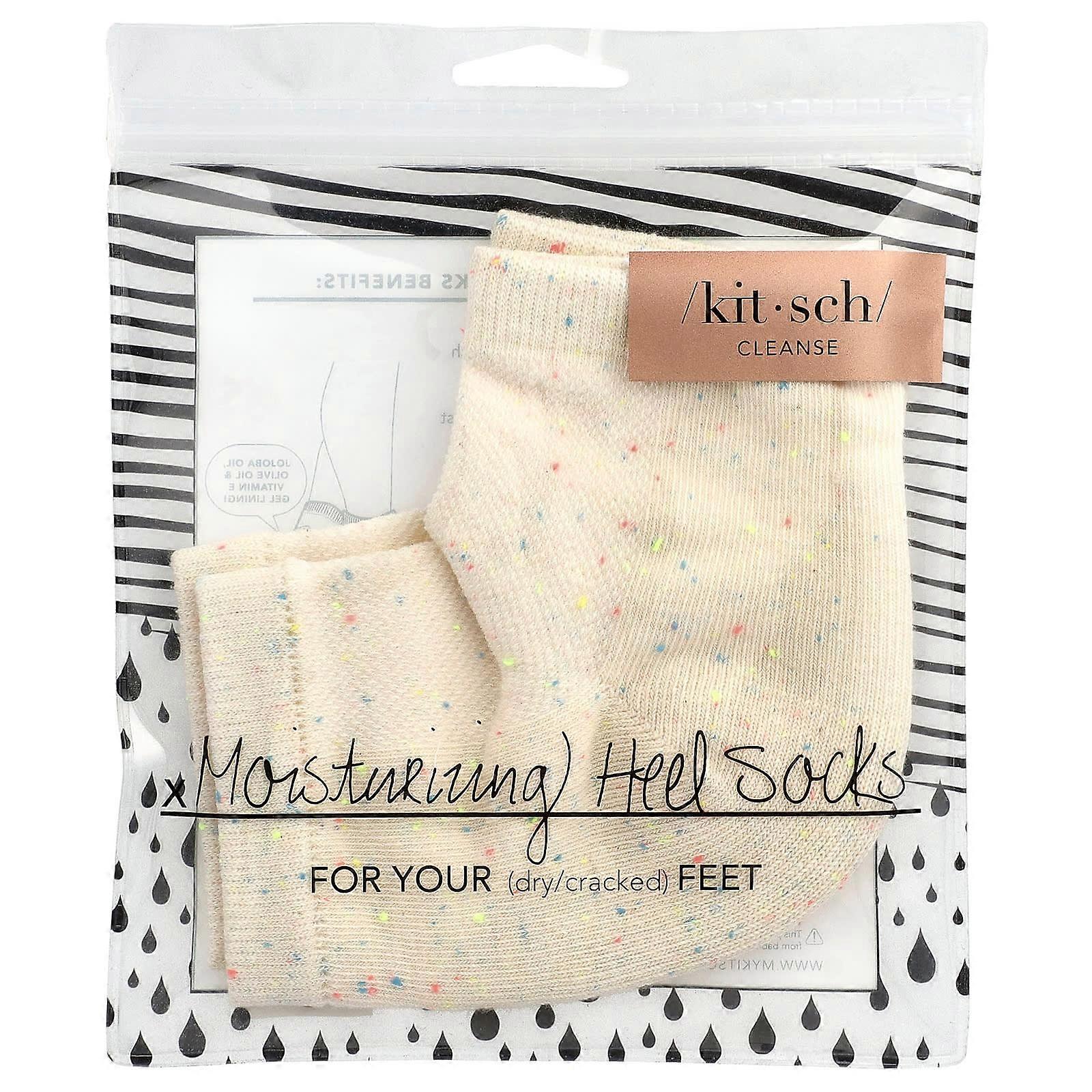 Kitsch, Moisturizing Heel Socks, Rainbow Speckle, 1 Pair