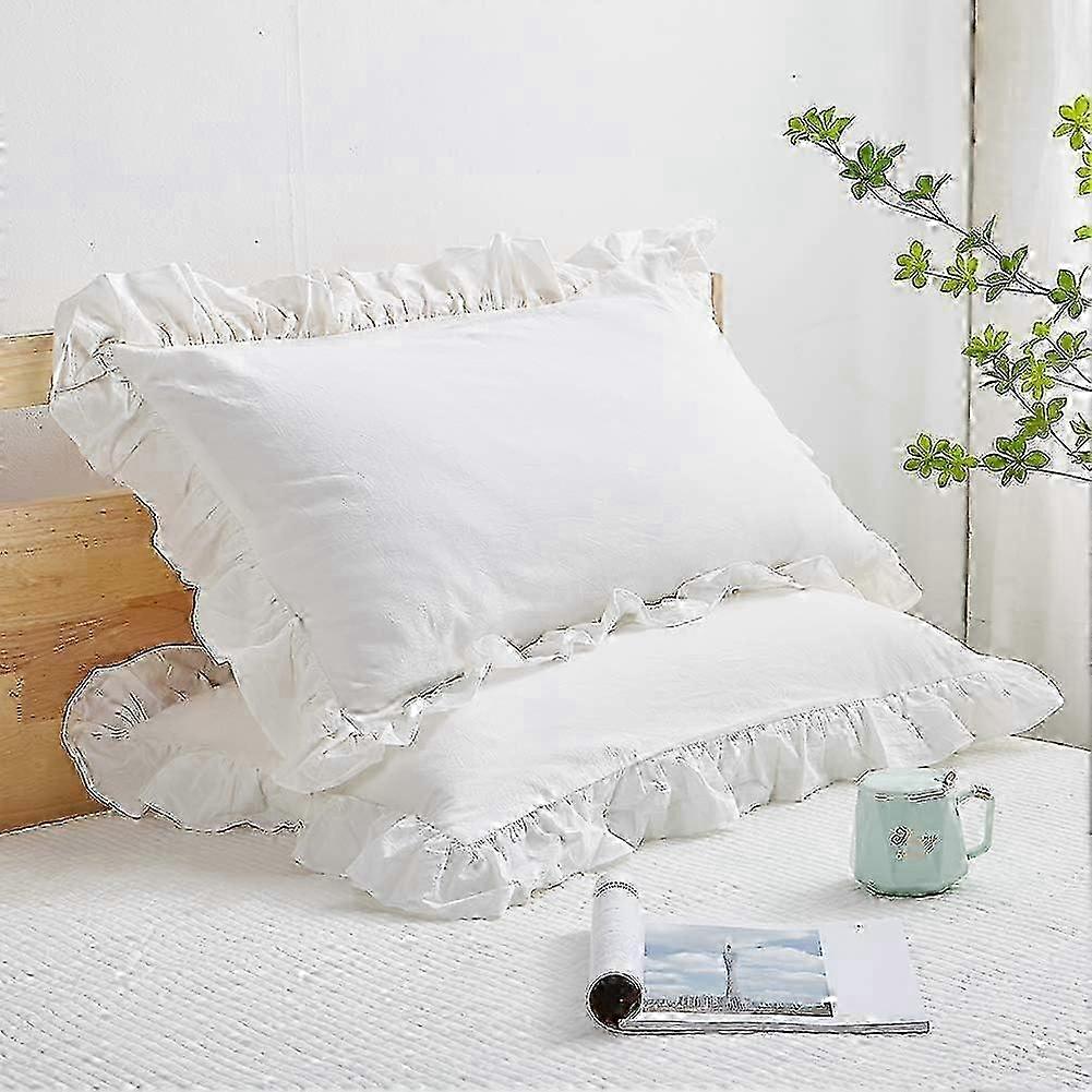 2pc Cotton Ruffle Pillowcase Set Elegant