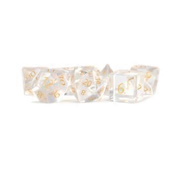 APRIL DIAMOND Juegos de dados metálicos Dados de calidad de piedra de nacimiento de vidrio de circón grabado
