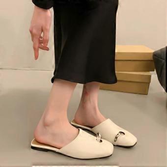 Novelty Design Slippers Women's Square Toe Mules Shoes 2024 Summer New Cow Leather Ladies Fashion Out Door Slipper Dcfh233