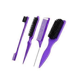 Hair Styling Comb Set with 4 Tools for Detangling, Precise Sectioning, Teasing, Braiding, and Detailed Styling  Purple