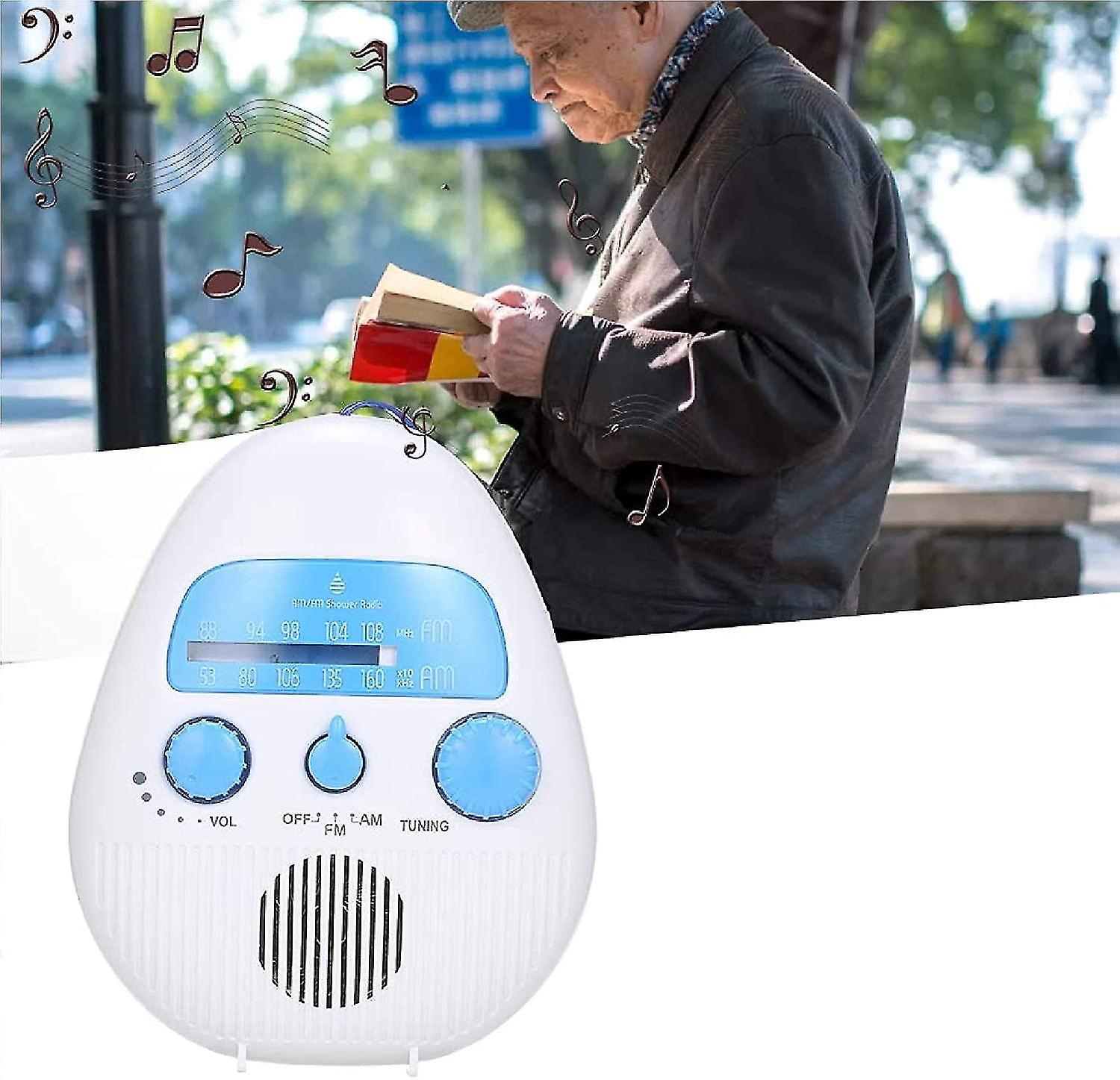 Shower Radio, Portable Am/fm Shower Radio With Hook Waterproof Audio Speaker Bat