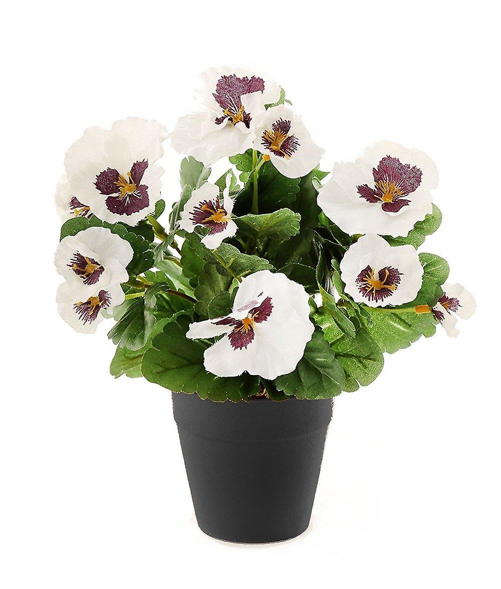 Meilleure plante de litière artificielle de 30cm White Pansy Plug - Pot NON inclus