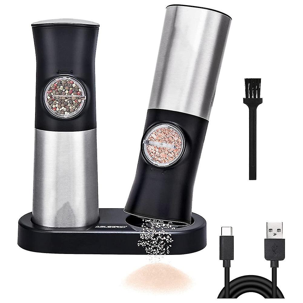 Electric Salt And Pepper Grinder Set, Automatic Pepper Refillable, Gravity Salt Grinder, One Hand O