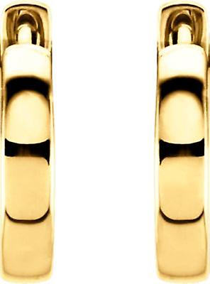 14Kイエローゴールド14mmポリッシュヒンジイヤリング女性用スタッドイヤリング - 2.4グラム