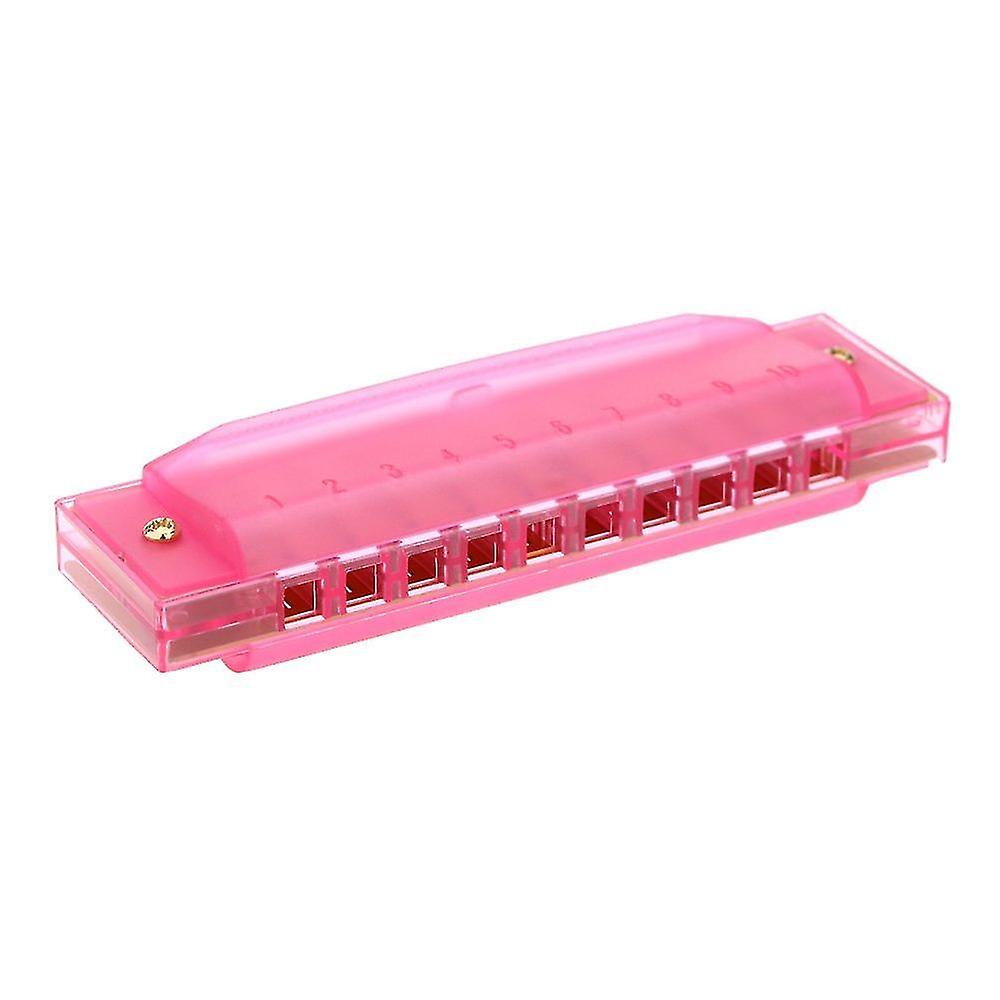 Diatonic Harmonica 10 Holes Harp Mouth Key Of C Reed Instrument With Case Kid Musical Toy Pink