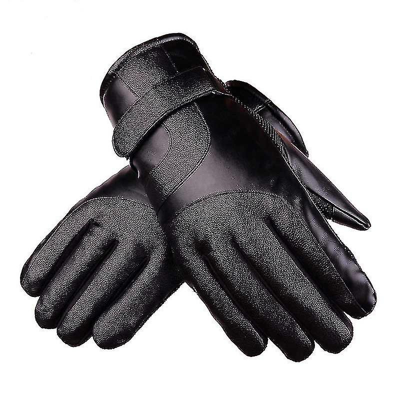 Leather Gloves Winter Men's Plus Velvet Thick Warm Outdoor Riding - Main Image