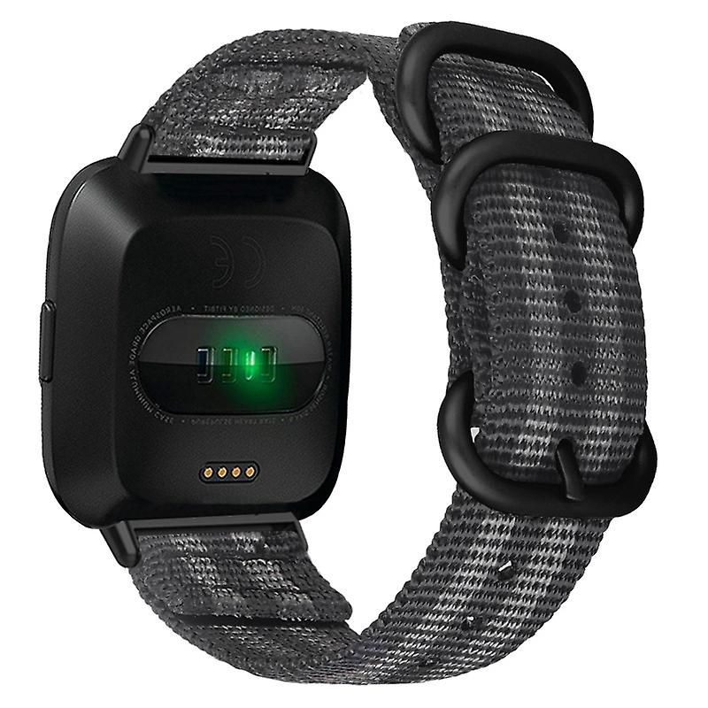 For Fitbit Versa 4/Sense 2 Three Loops Watch Band Adjustable Wrist Strap with Black Buckle / Grey