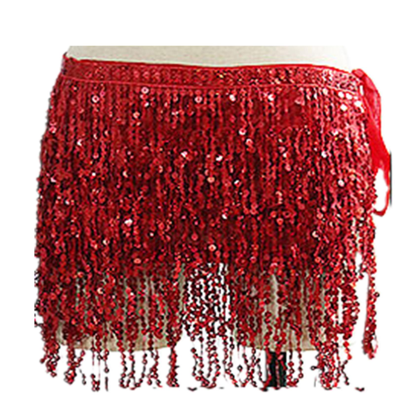 Jupe de danse du ventre Paillette brillante Écharpe Gland Danseuse du ventre Jupe à franges Costume pour les femmes et les filles Nouveau, Seulement une jupe