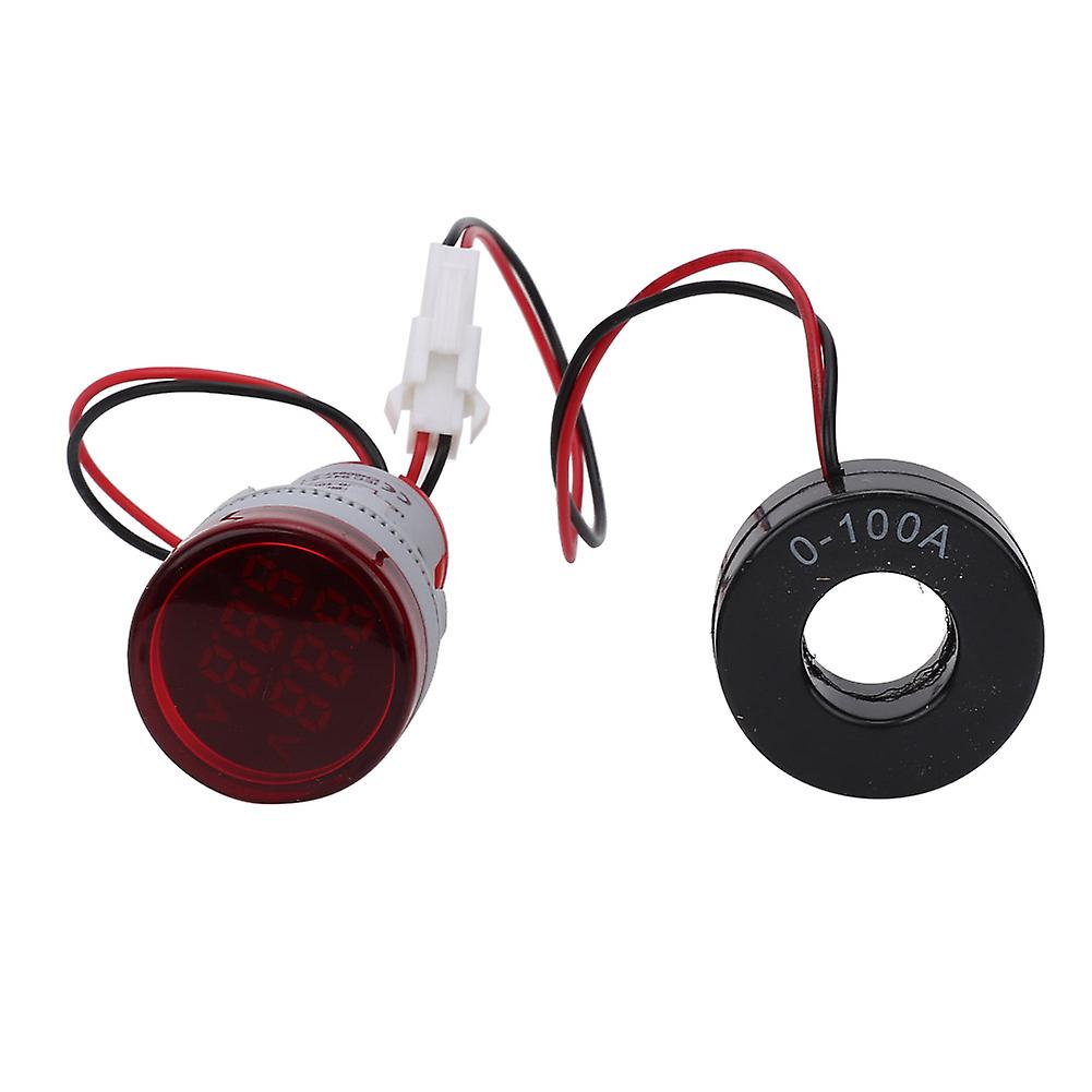 丸型デジタルディスプレイAC電圧電流2 in 1統合信号表示ライト(赤)