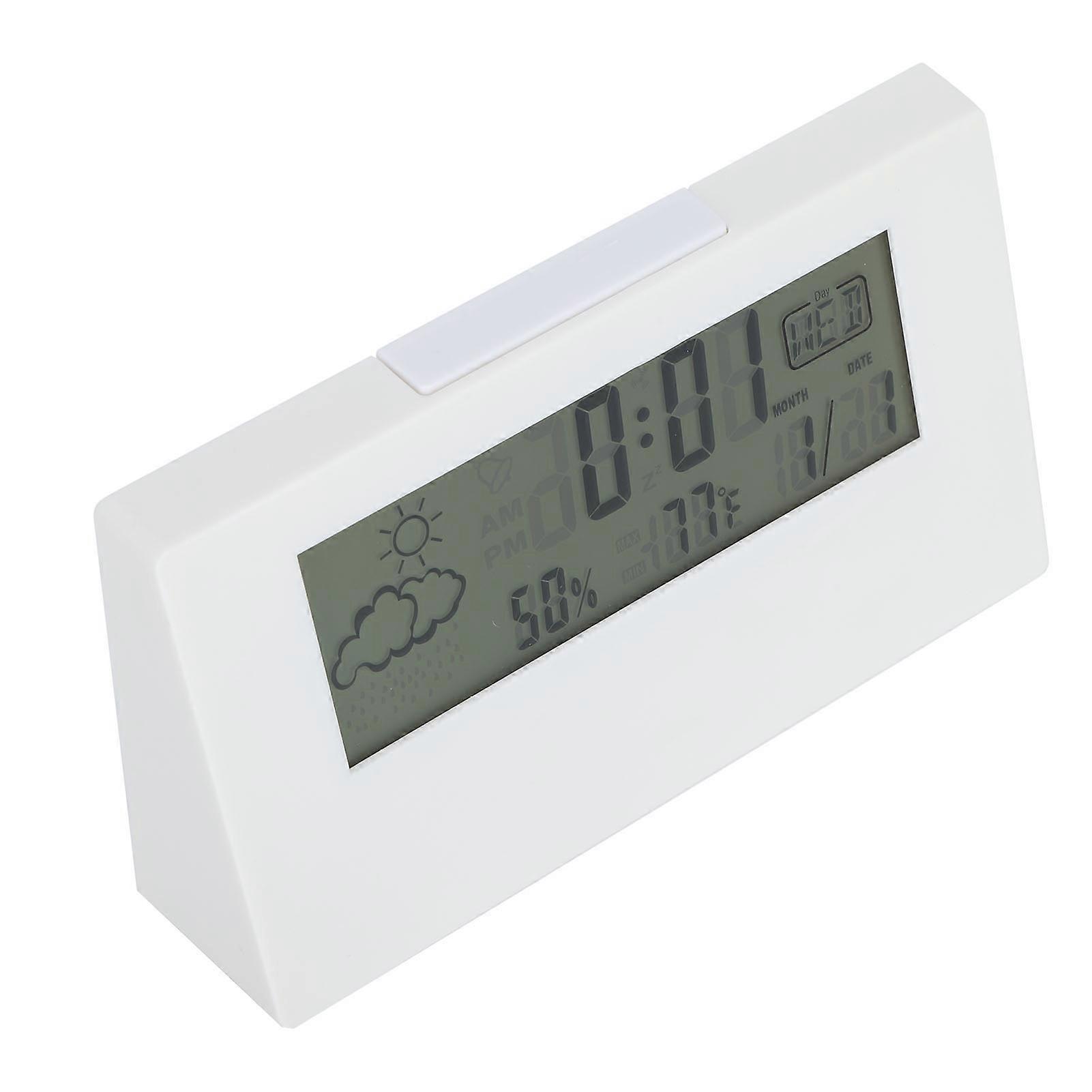 Electronic Alarm Clock Transparent LED Perpetual Calendar Weather Temperature Humidity Display