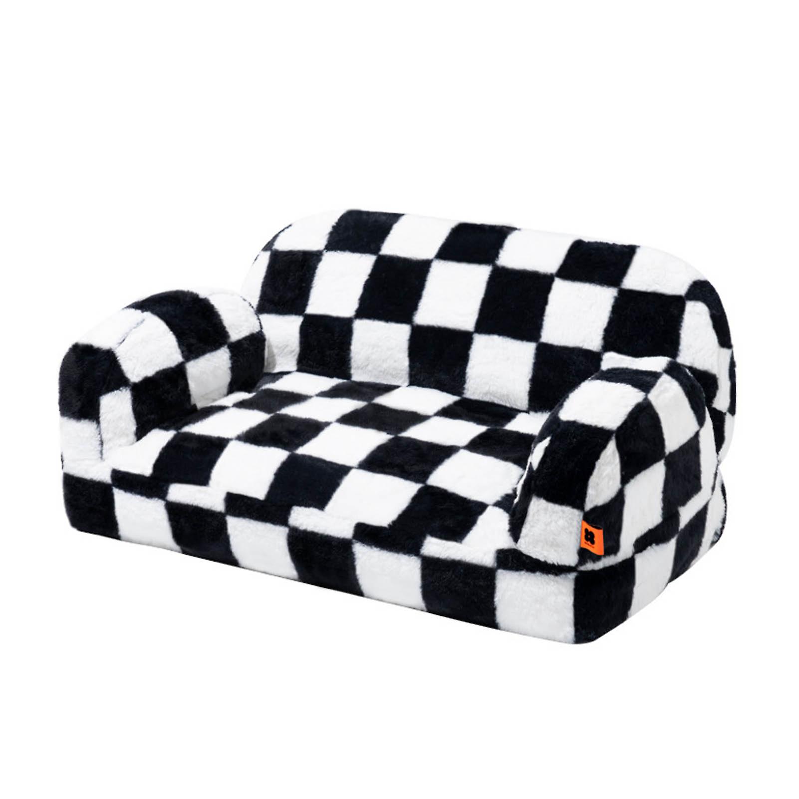 Cat Sofa Bed Large Space Soft Comfortable Removable Pet Sofa Couch Bed for Small Medium Dogs and Cats Double Seat, Black and White