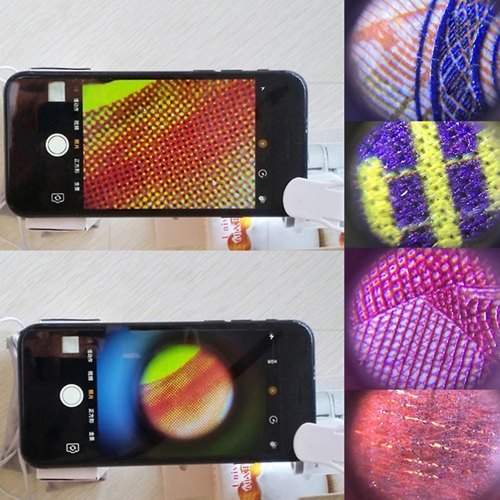 Portable LED 60 Times Magnifying Glass Phone Clip Universal HD Microscope with LED Lights