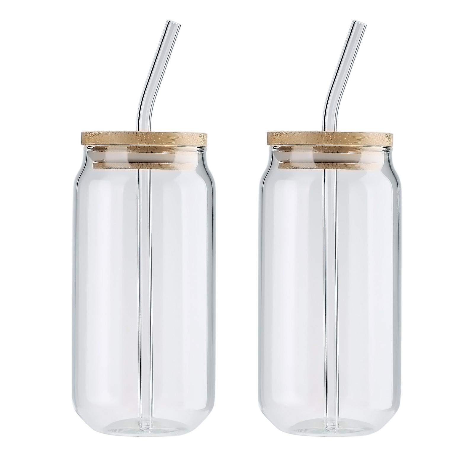 2PCS Creative Cola Can Drinking Glasses,Durable 395ml/580ml With Bamboo Cover