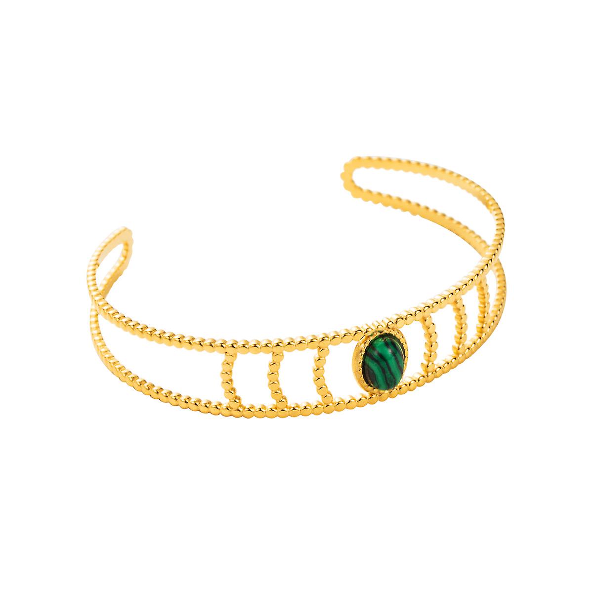 Zb0220 French Style Stainless Steel Color Retaining Turquoise Hollow Crescent Bracelet Retro Temperament Ins Style Opening Bracelet Women