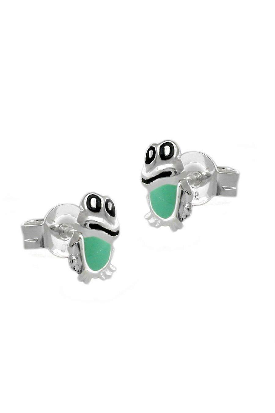 Earrings Frog Green-black Silver 925 - Gl92753