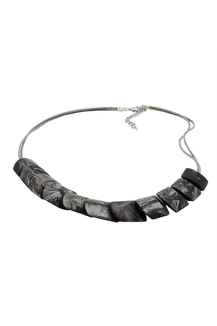 Necklace Slanted Bead Grey Marbled - Gl02193