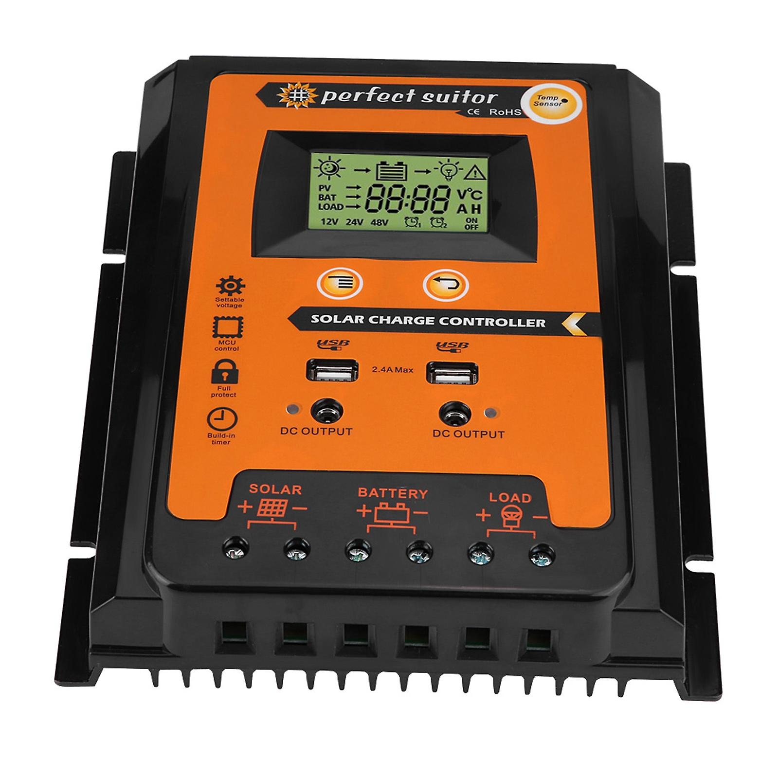 12V/24V 70A PWM&amp;MPPT Short Version Solar Charge Controller Solar Panel Battery Regulator Dual USB LCD Display