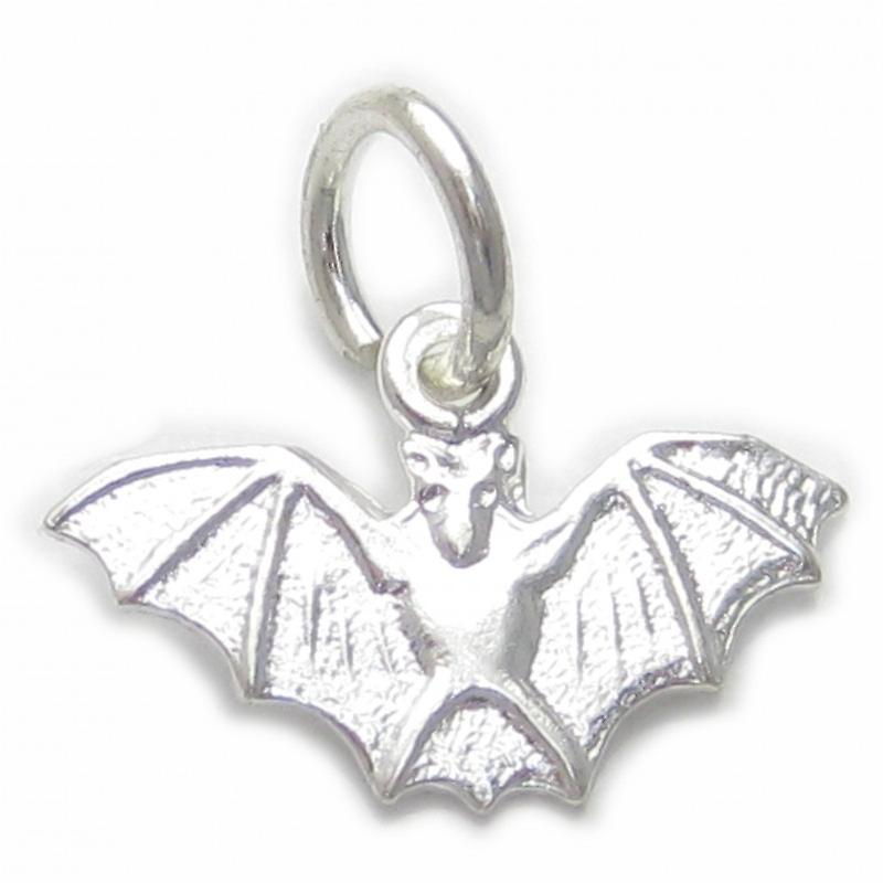 Bat Sterling Silver Charm .925 X 1 Tiny Flying Vampire Bats Charms
